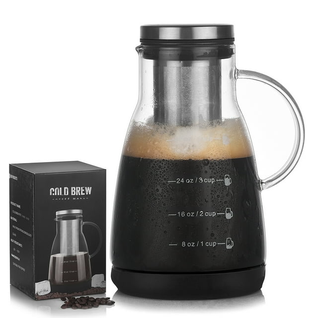 Home-Use Cold Brew Coffee Maker: Durable Glass Cold Drip Coffee Pot with Filter for Coffee, Tea, and Fresh Juices – Modern Simple Design, Single Package, Non-Imported Quality Cold Brewing Tool for