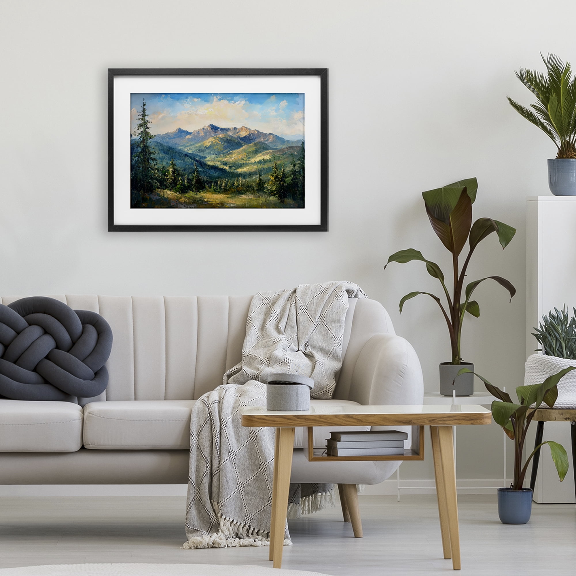Stupell Industries Valley In The Mountains Black Framed Print Under Glass, design by Petal Prints Design