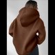 thumbnail image 4 of Sudadera con Capucha de Gran Tamaño para Mujer, Cuello en V, Forro , Larga, Estilo Y2K, Ropa de Otoño A Marrón Oscuro M, 4 of 9