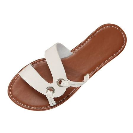 

Ediodpoh Women s Summer Fashion Open Toe Flat Bottom Breathable Sandals Slippers Tow Casual Comfortable Beach Slippers Slippers for Women White 6.5