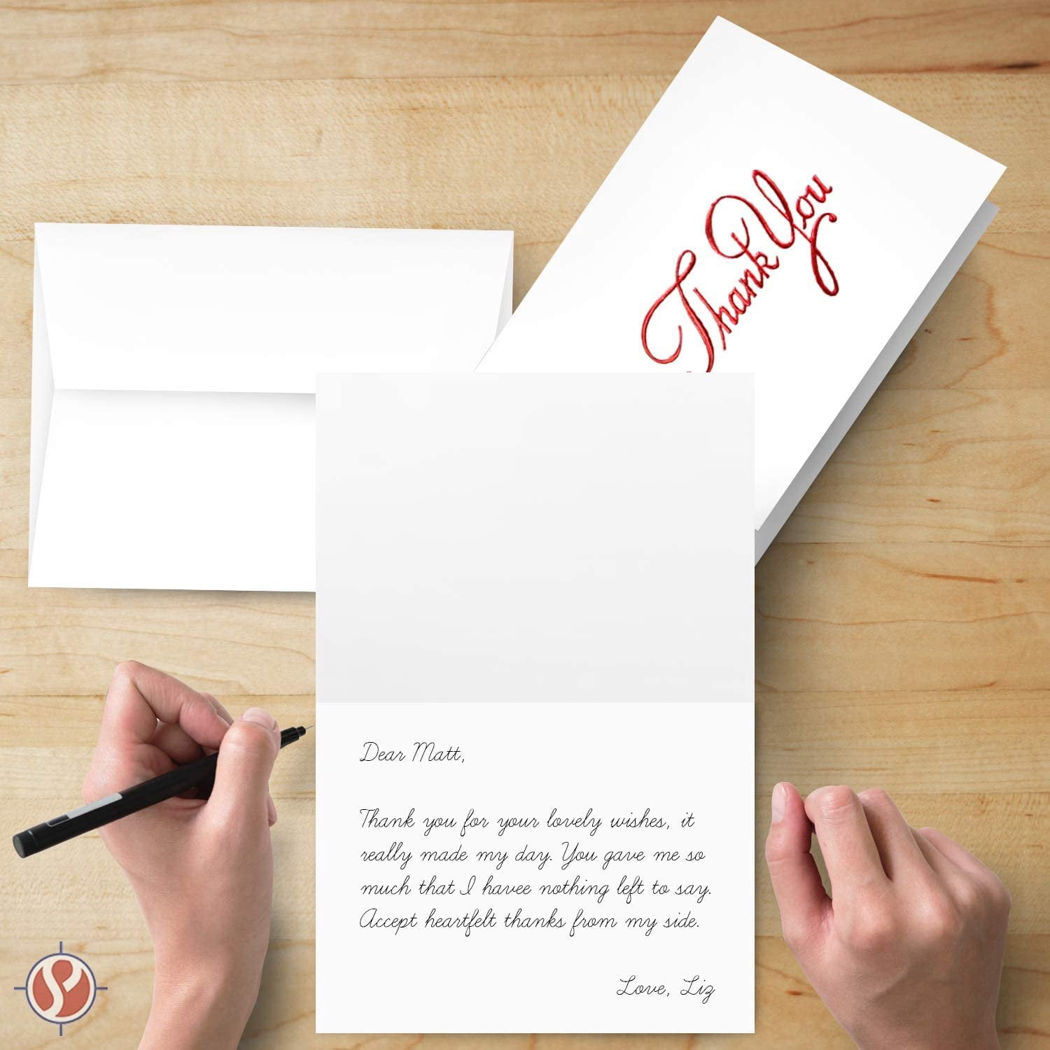 Business Thank You Cards, Nice Elegant Red Embossed, Half Fold White Blank Greetings, Gift & Presents | Holiday, Baby & Bridal Shower, Wedding, Graduation, | Set of 25 Cards & 25 Envelopes