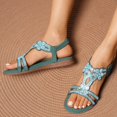 thumbnail image 6 of Xijirk Sandals Women Bohemian Rhinestone Flat Sandals, Elastic Slingback Ankle Strap Casual Beach Footwear,6.5, 6 of 8