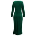 thumbnail image 5 of IWRICH Women's V Neck Wrap Velvet Long Sleeve Elegant Bodycon Ruched Party Maxi Dress Green XXL, 5 of 5