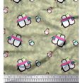 thumbnail image 1 of Soimoi Georgette Viscose Fabric Snowman & Penguin Kids Printed Fabric 1 Yard 42 Inch Wide, 1 of 3