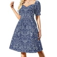 thumbnail image 1 of Motif Floral Détaillé en Blanc sur Robe Marine Robes gala Jupe d'Été Robe pour Femmes 2024 Robe d'Été Quotidienne, 1 of 5
