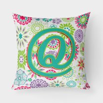 Carolines Treasures CJ2011-QPW1818 Letter Q Flowers Pink Teal Green Initial Canvas Fabric Decorative Pillow 18H x18W