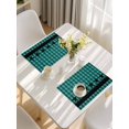 thumbnail image 5 of Teal Black Plaid Placemats Set of 8, Farmhouse Retro Star Abstract Checked Placemats for Dining Table, Place Mats for Kitchen Tabletop, Waterproof Wipeable Dining Table Mats Set, 5 of 9