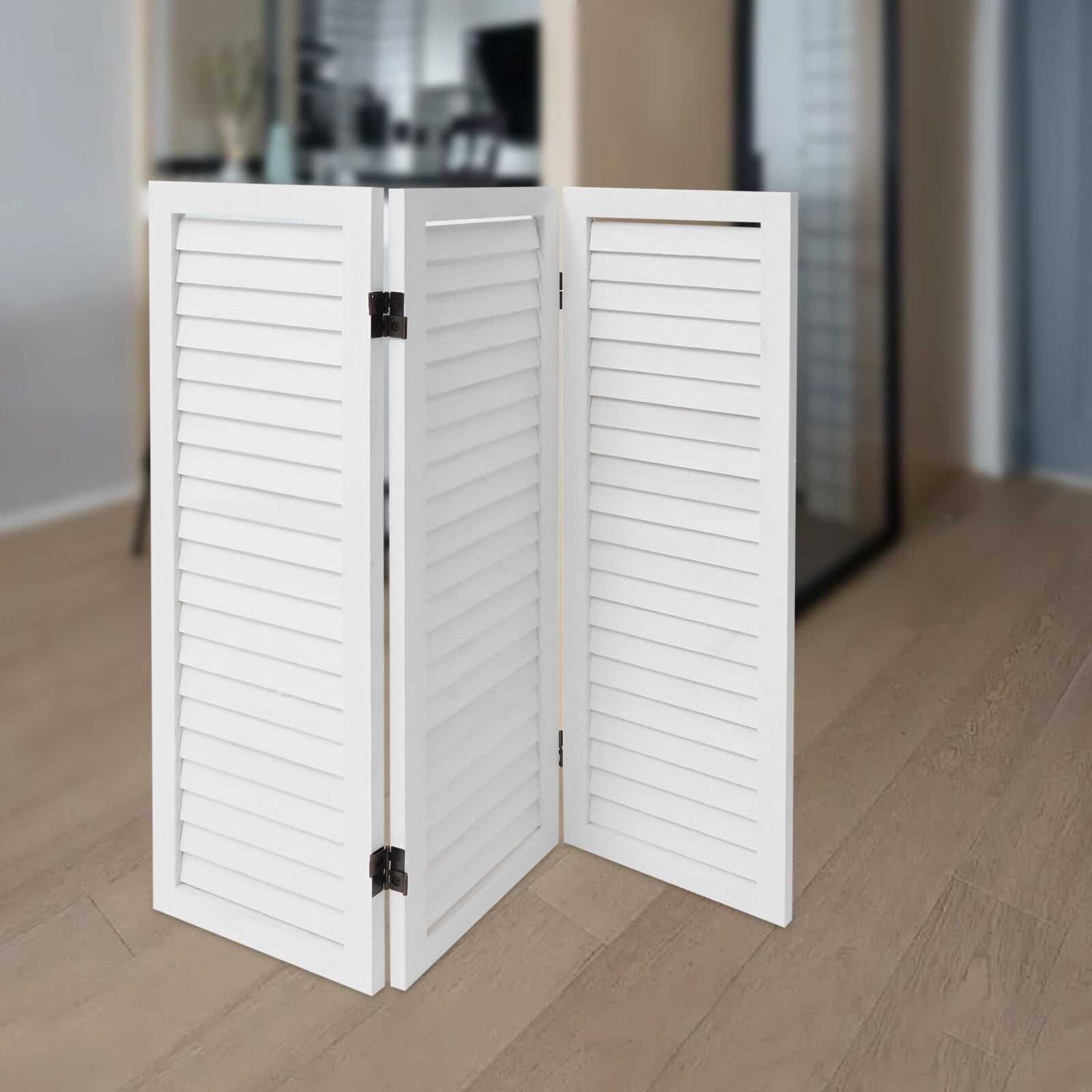 35.4*1*31.9 Modern 3 Panel Room Divider Screen Freestanding Folding Room Divider White for Dressing Room