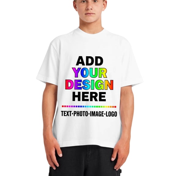 Custom Personalized Cotton T Shirts for Boys Girls Customized Shirt, Upload Your Design, White L