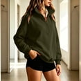 thumbnail image 5 of Hurxie Women's Half Zip Sweatshirts Fleece Stand Collar Long Sleeve Oversized Pullovers with Pockets Army Green,3XL, 5 of 7