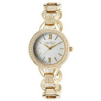 Caravelle Women's Stainless Steel Case and Bracelet White Dial Yellow Watch - 44L162