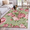 thumbnail image 2 of Non-Slip Rug Pad Rugs Abstract Pink Flowers on Green Rectangle Area Rugs 2.7x5Ft Soft Carpet Pads for Living Room Kids Room, Farm Floral Art, 2 of 9