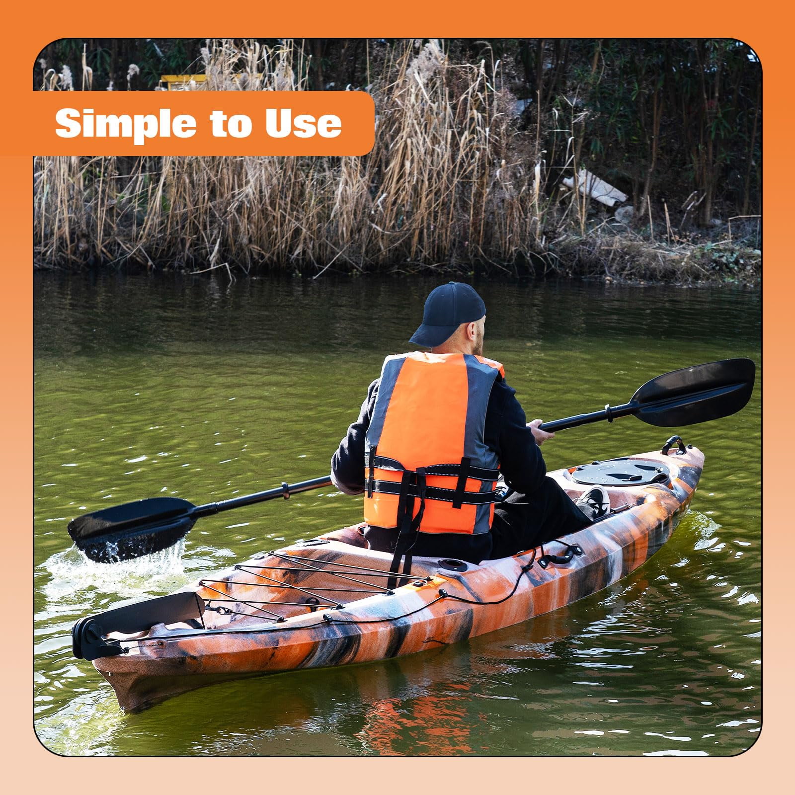 Fishing Kayaks, 11.9FT Fishing Kayaks, Sit on Top Kayak for Adults with Paddle & Comfortable Seat, Capacity of 400LBS, Hard Shell Recreational Ocean Kayak Boat