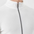 thumbnail image 6 of LODIENY Men Full Zip Cardigan Sweater Stand Collar Regular Fit Ribbed Knit Thermal Sweaters Long Sleeve Baggy Casual Fall Winter Outfits White XXL, 6 of 7