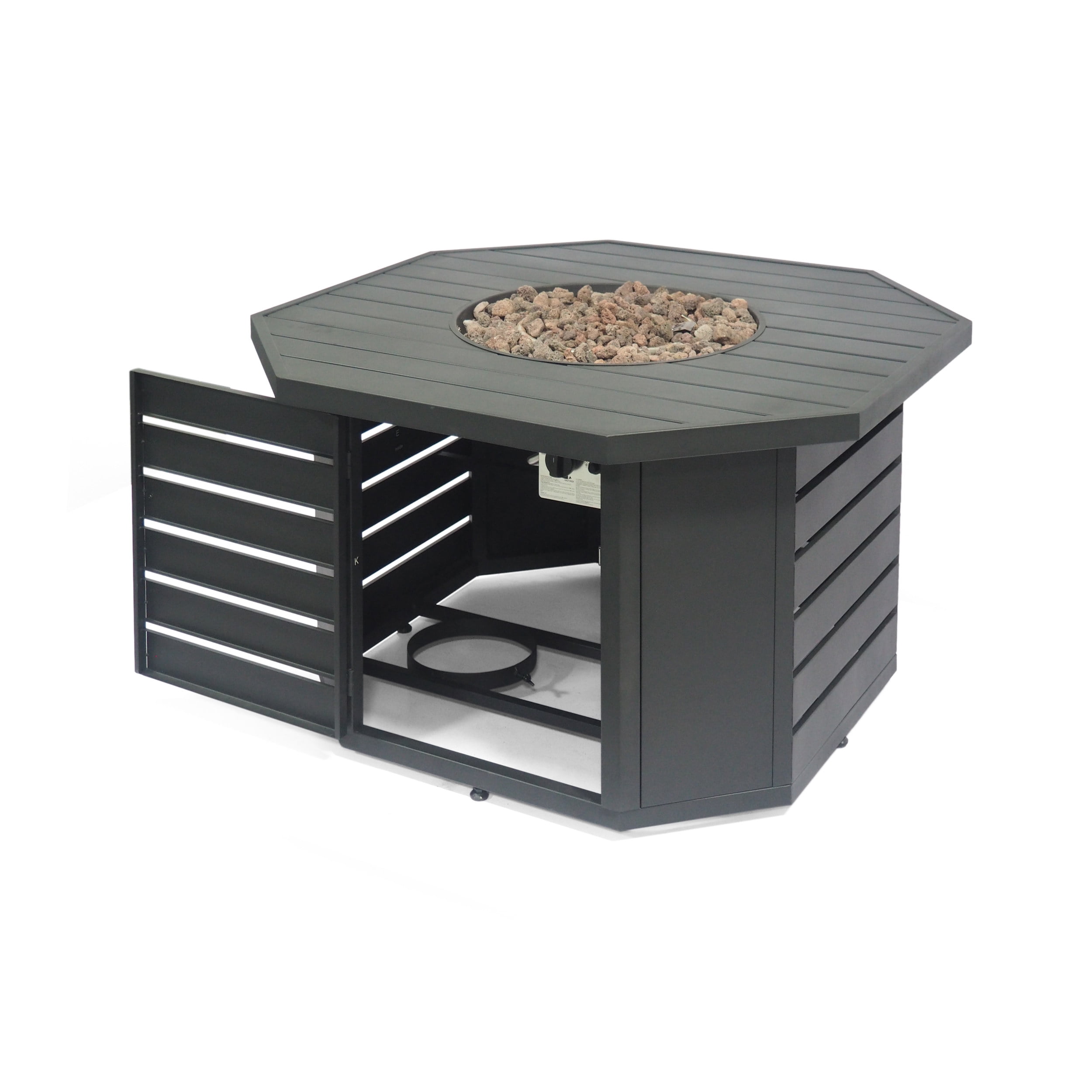 GDF Studio Firth Outdoor 50,000 BTU Octagonal Fire Pit, Matte Black