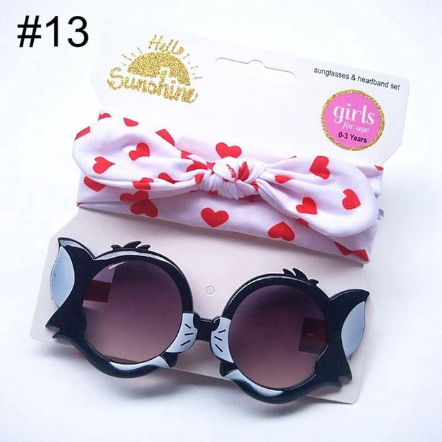 Mignon 2pcs / Lot Enfants Bandeau et Lunettes de Soleil Ensemble 20 Couleurs