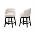 thumbnail image 4 of Baxton Studio Theron Mid-Century Transitional Light Beige Fabric and Espresso Brown Finished Wood 2-Piece Swivel Counter, 4 of 7