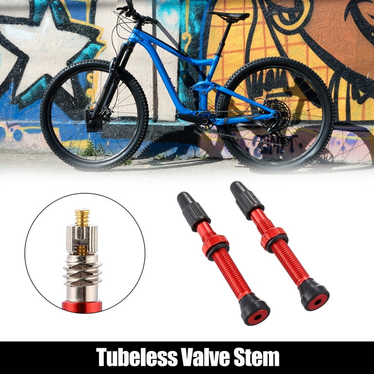 2 Pcs Red 60mm Bike Tubeless Valve Stem French Type Valve Aluminum Alloy Universal