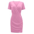thumbnail image 4 of Hinvhai Plus Size Dress for Women Clearance Women Solid Pockets Sleeveless Above Knee Dress Pink 6(M), 4 of 7