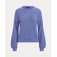 thumbnail image 3 of LAUREN RALPH LAUREN Womens Blue Ribbed Four-button Left Shoulder Long Sleeve Crew Neck Sweater M, 3 of 4