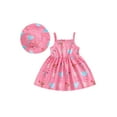 thumbnail image 2 of Musuos Toddler Girls Summer Sweet Dress 6M 12M 18M 24M 3Y 4Y Pink Sleeveless Chicken Print Slip Dress with Sun Hat, 2 of 10