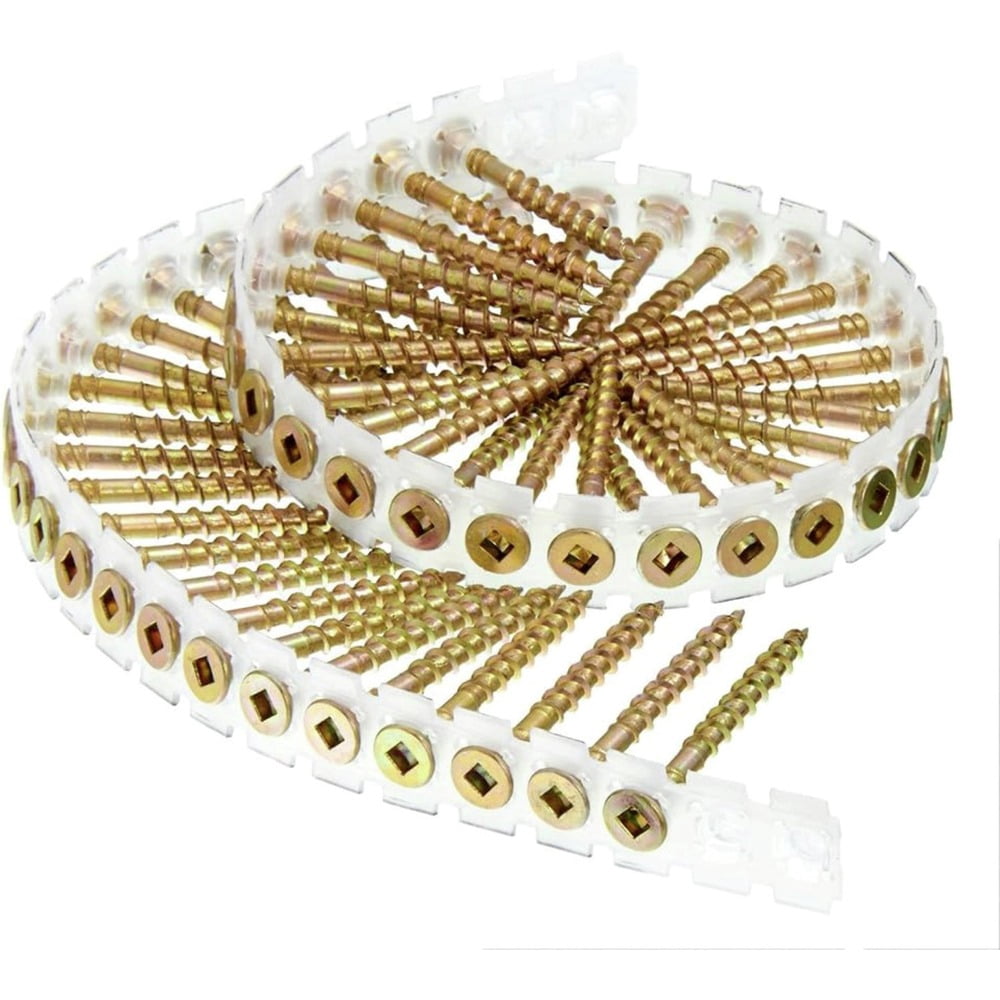 (1000/Pack) #8 1-3/4 in. Coarse Thread Square-Head Collated Wood to Wood Screw - Yellow Zinc