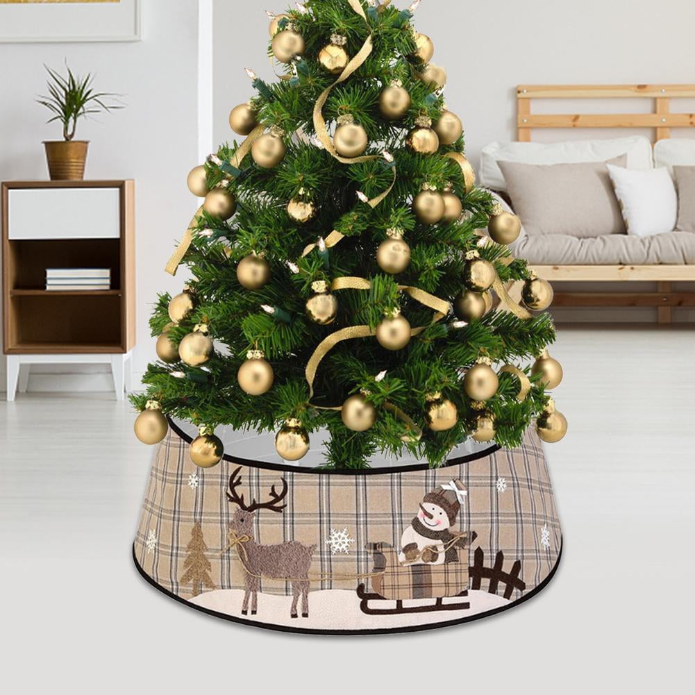 Details about   Christmas Tree Base Cover Hessian Snowflakes Reindeer Skirt Home Decoration 86cm 
