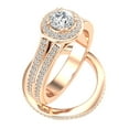 thumbnail image 2 of Certified 1.00ctw Diamond Halo Bridal Set Engagement Ring in 10k Rose Gold, 2 of 5