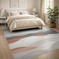thumbnail image 3 of ODIKA 8'x10' Washable Area Rug Beige Cream Flowing Watercolor Stripe Contemporary Wave Abstract for Living Room, Under Sectional, Family , Durable, Non-Slip, 3 of 7