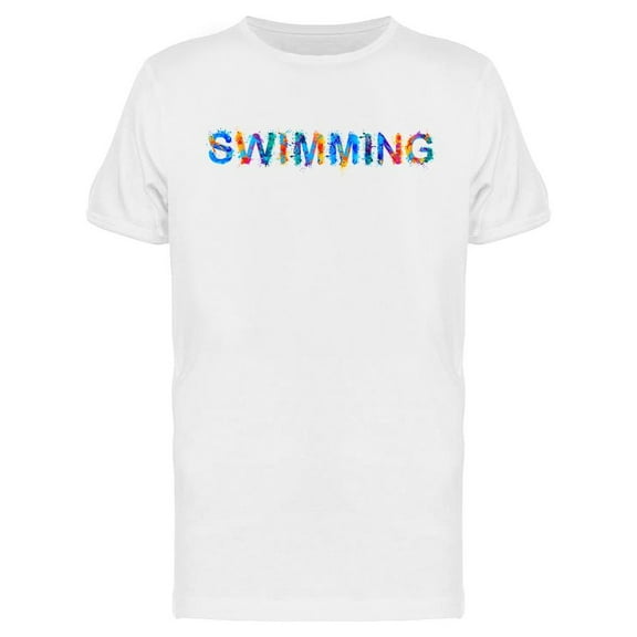 Swimming Splash Paint Word T-Shirt Men -Image by Shutterstock, Male x-Large