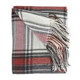 thumbnail image 3 of K-Cliffs - Classic Red Plaid Pattern Tassel Trim Throw Blanket 50 x 60 Inch, 3 of 3