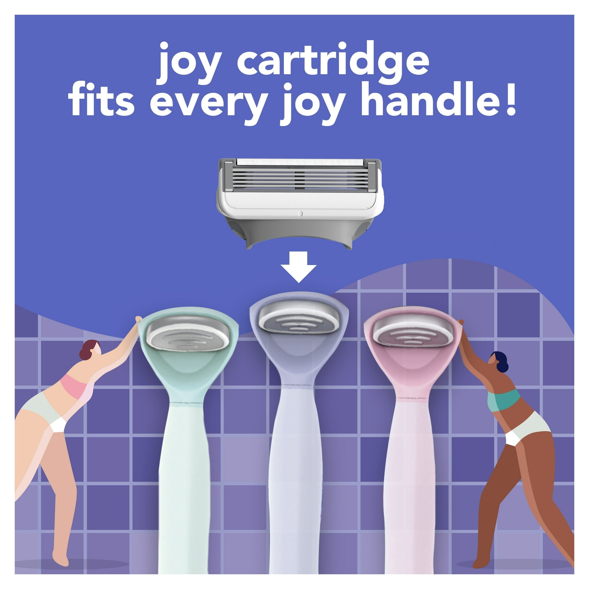 joy Razor for Women, 5 blades, Manual Razor, Handle +2 Blade Razor Refills, Lavendar - 3 Pack