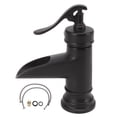 thumbnail image 2 of Single Hole Basin Faucet, Single Handle Waterfall Outlet Faucet Black  For Toilet For Under Counter Basin, 2 of 8