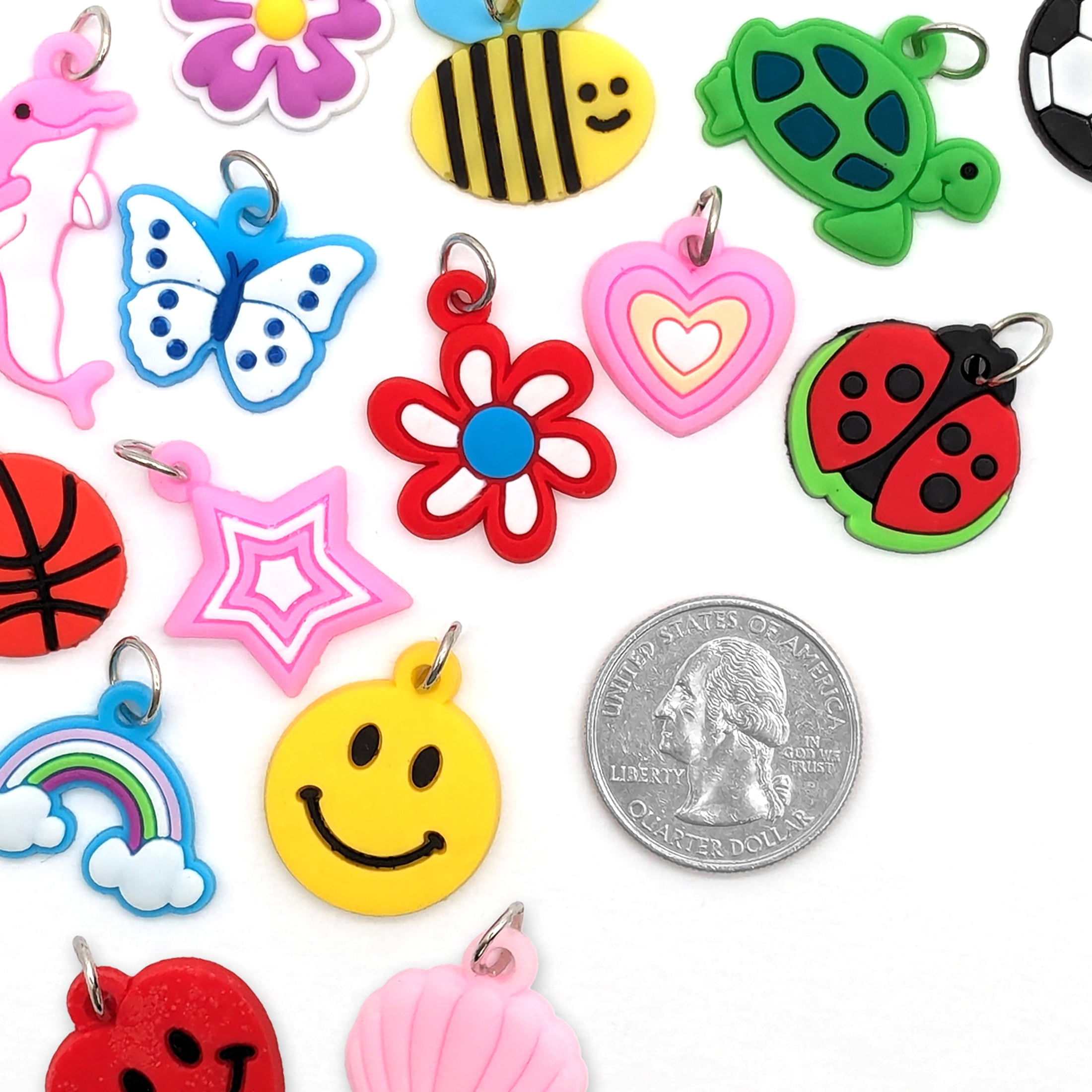 (3 pack) Hello Hobby Silicone Jewelry Charms for Bracelets, Necklaces, & Crafts, Cute Charms for Kids, 20 Pieces