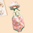 thumbnail image 2 of Mercatoo Toddlers Baby Girls Summer Swimwear Set-Floral Camisoles One 𝐏iece Bathing Suit with Sun Hat 2Pcs Outfit Swimwear, 2 of 4