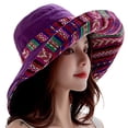 thumbnail image 2 of Dyfzdhu Sun Hats for Women Large Brim Double Sided Wear Ethnic Style Sunscreen Beach Bucket Hat Purple, 2 of 3