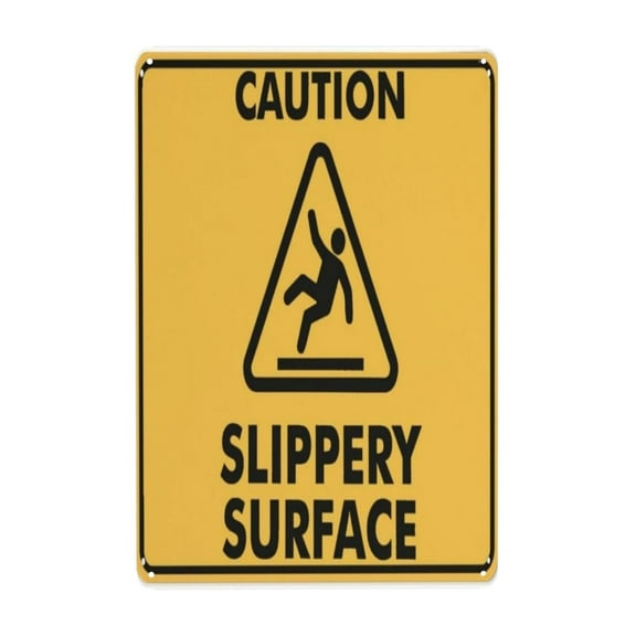 Caution Slippery Surface Sign Aluminum Warning Metal Sign Security Outdoor Signs for House Yard Home 8x12 Inches