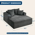 thumbnail image 2 of Oversized Chaise Lounge Chair Indoor 61" D x 54" W 2‑Person Comfy Cloud Boneless Couch Corduroy Foam No Assembly Required Sofa Bed with 4 Pillows & Armrests for Living Room & Bedroom, 2 of 10