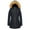 Black, variant on Women's Warm Winter Faux Down Hooded Mid Length Padded Coat Jacket for Cold Weather Outdoor Activities L Size Blackish Green