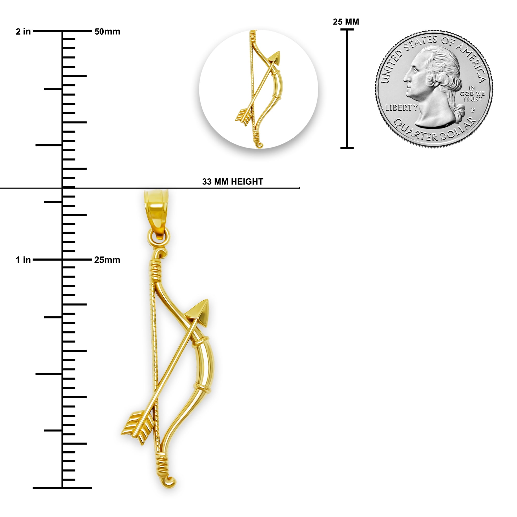 Charm America - Gold Bow and Arrow Charm - 10 Karat Solid Gold