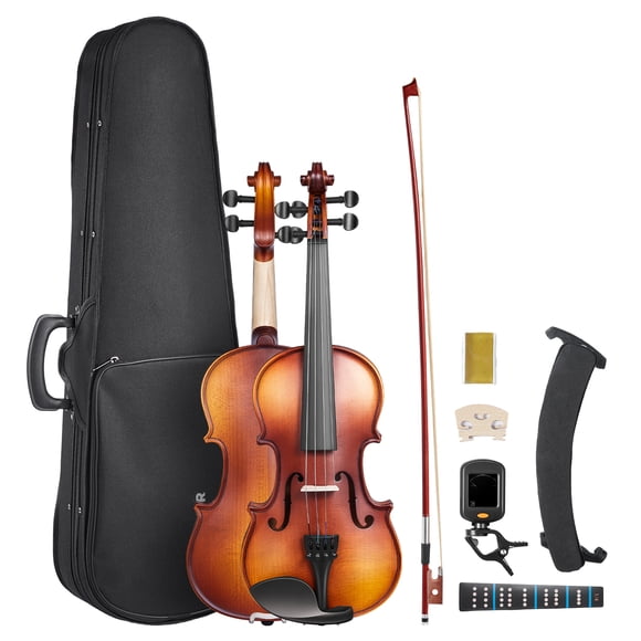 VEVOR Ensemble de Violon 1/4 en Bois Massif pour Débutants avec Étui Brun Rosin