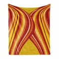 thumbnail image 1 of Retro Soft Flannel Fleece Blanket, Wavy Vertical Stripes Entwined Curvy Abstract Artwork Graphic Illustration Art, Cozy Plush for Indoor and Outdoor Use, 50" x 60", Yellow Orange Red, by Ambesonne, 1 of 6