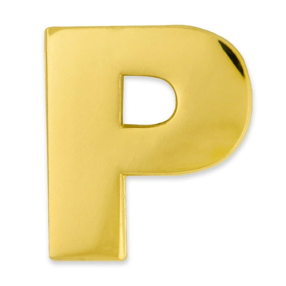 PinMart's Gold Plated Alphabet Letter P Lapel Pin