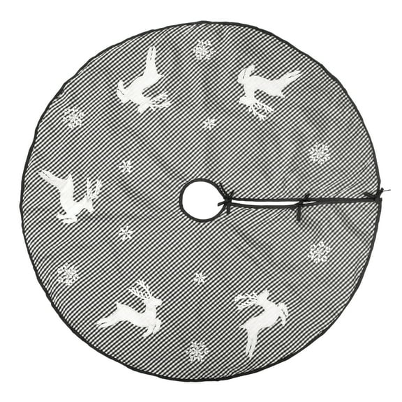 Vickerman 48" White/Black Check Reindeer Christmas Tree skirt