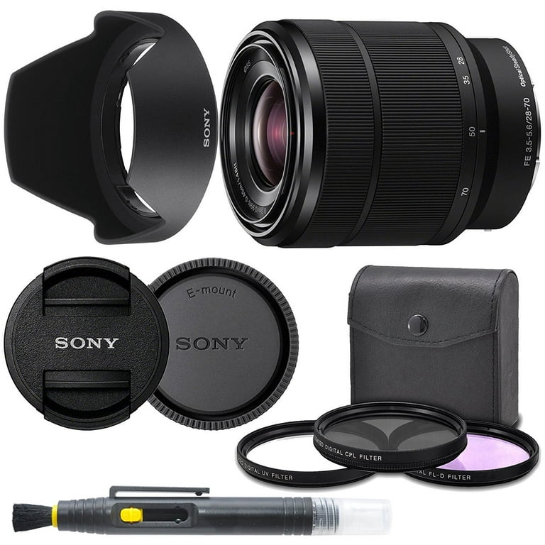 Sony 28-70mm F3.5-5.6 FE OSS Interchangeable Standard Zoom Lens with Pro  Starter Kit, Includes: Filter Kit, Front Lens Cap, Rear Lens Cap, Lens Hood 