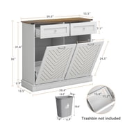 FULLWATT Dual Compartment Cabinet Trash Can, White