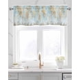 thumbnail image 2 of Brown Tree Linen Curtain Valance for Bedroom/Bathroom/Kitchen/Living/Dining Room Window,Aqua Forest Shabby Chic Abstract Natural Painting Pocket Topper Drapes Decorative Cafe Drapery Panel 54"x18", 2 of 6