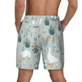 thumbnail image 4 of Daiia Goose and Doodle Flowers Mens Swim Trunks Swim Shorts Quick Dry Swim Shorts with Mesh Lining Pockets-Medium, 4 of 9