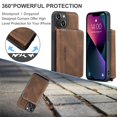 thumbnail image 6 of iPhone 13 Case,Dteck Magnetic Leather Detachable Wallet Functional Removable Case Shockproof Rubber Cards Holder Money Pocket Hybrid Kickstand Back Cover For Apple iPhone 13 6.1-inch,Brown, 6 of 7