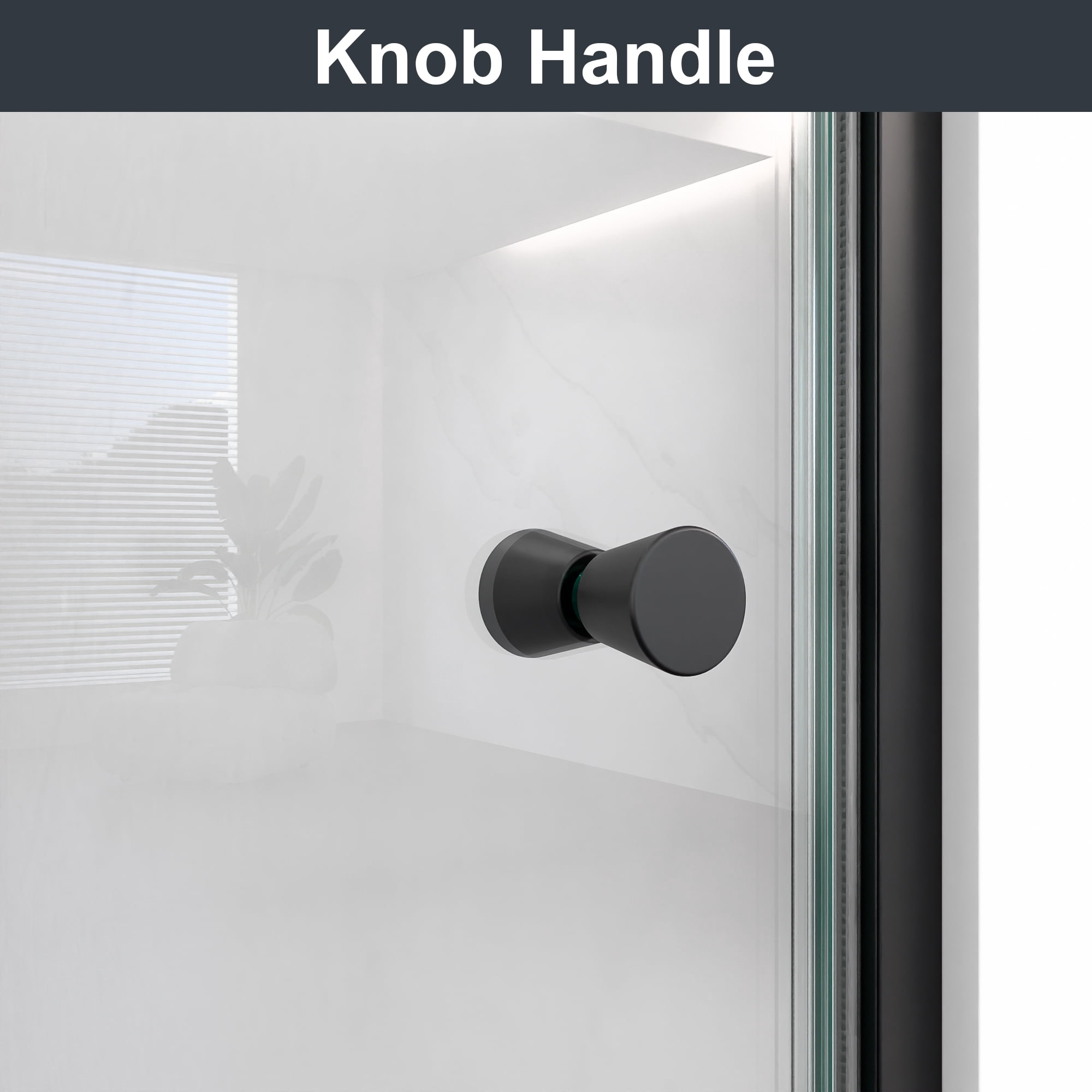 Leumius Modern Semi-Frameless Circular Pivot Shower Door - 24"W x 72"H Matte Black Frame, 6mm SGCC Tempered Glass.